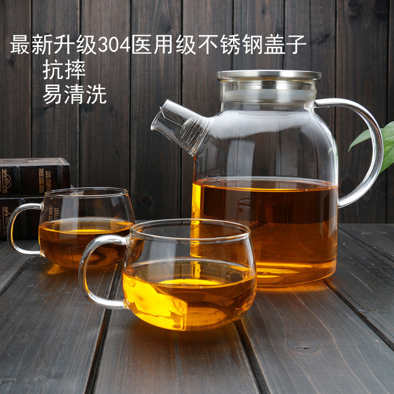 冷水壺玻璃耐熱涼水壺大容量1.8升 咖啡壺花茶壺果汁壺帶蓋耐高溫工廠,批發,進口,代購