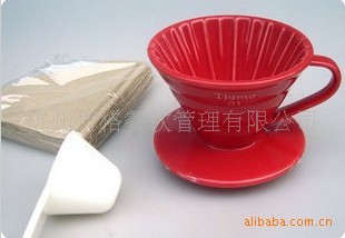 Tiamo陶瓷咖啡濾杯V01-紅色1-4人份附濾紙量勺批發・進口・工廠・代買・代購