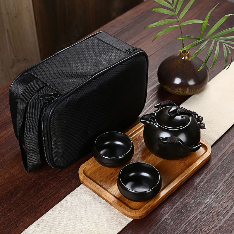 廠傢批發旅行快客茶具定窯一壺兩杯茶盤套裝便攜商務禮品可加LOGO工廠,批發,進口,代購