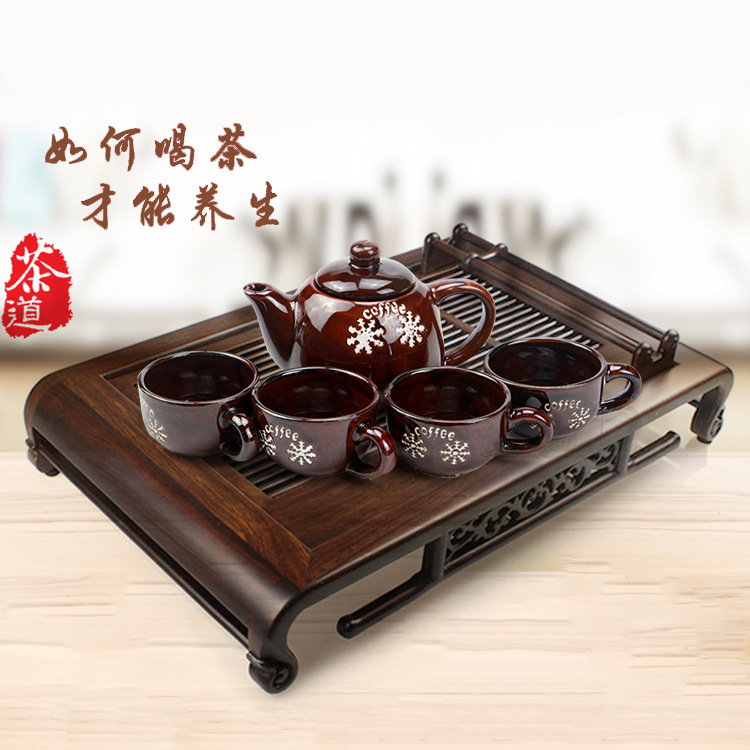 陶瓷杯茶具套裝帶支架一壺四杯 陶瓷水杯禮品 十元店貨源地攤百貨工廠,批發,進口,代購