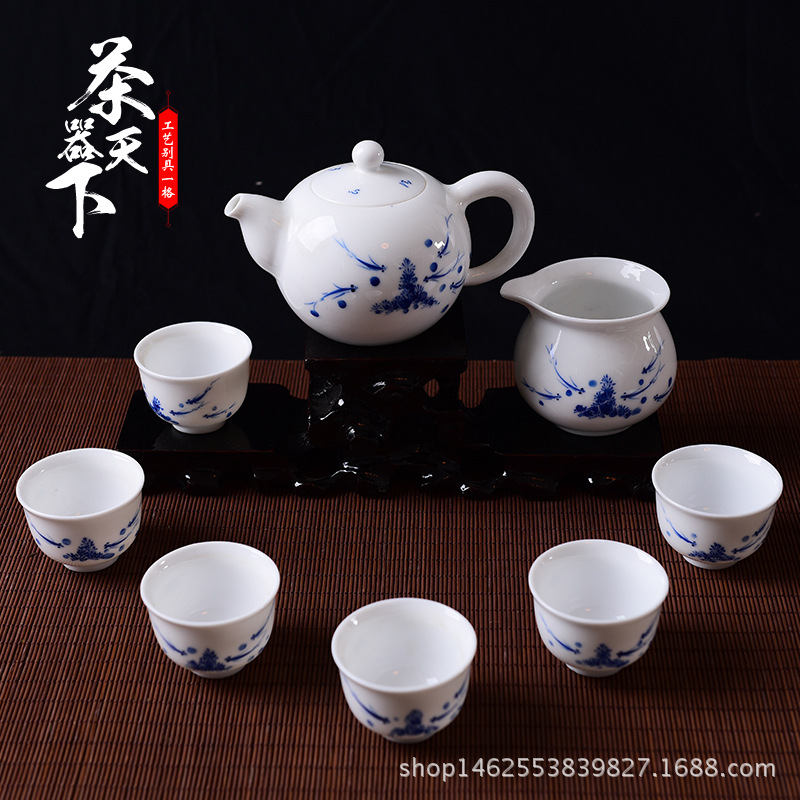 如魚得水禮品陶瓷茶具 青花陶瓷套裝 功夫茶具 景德鎮品茗單杯批發・進口・工廠・代買・代購