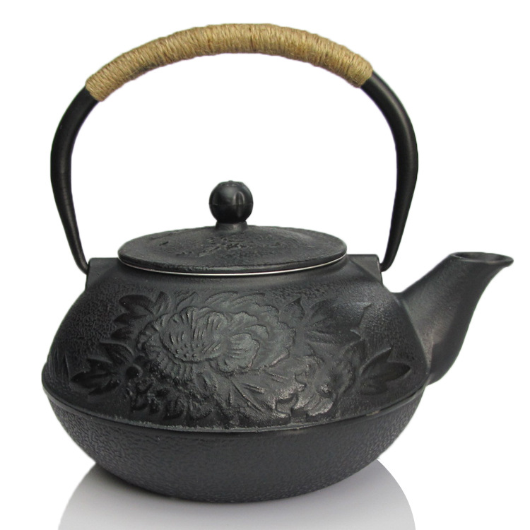 鑄鐵茶壺 生鐵壺 仿日本鑄鐵壺 牡丹紋功夫茶壺茶具特價0.9L工廠,批發,進口,代購