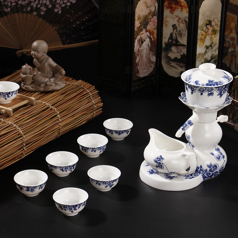 半自動茶具泡茶陶瓷功夫青花瓷茶具套裝防燙隔熱 可定製禮品套裝工廠,批發,進口,代購