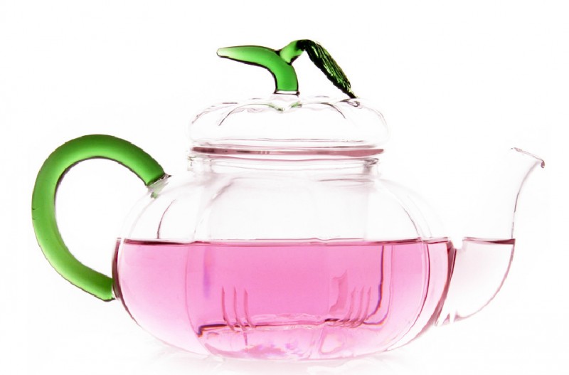 廠傢直銷 高硼矽玻璃茶壺 大容量南瓜綠葉花茶壺 支持定製LOGO批發・進口・工廠・代買・代購