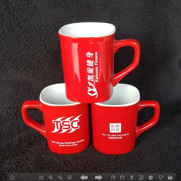 陶瓷新把雀巢咖啡杯 促銷禮品紅釉廣告杯 方形陶瓷馬克杯定製logo批發・進口・工廠・代買・代購