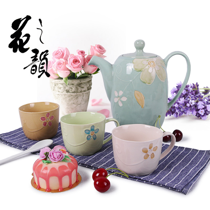 雅韻日式茶壺水壺帶蓋下午茶咖啡具多用陶瓷餐廳傢用茶壺套裝工廠,批發,進口,代購