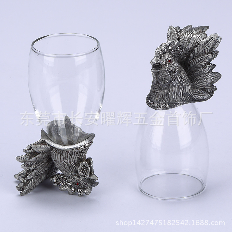 安朵拉 十二生肖酒杯 雞玻璃杯 鑲鉆酒具 實用工藝品/創意禮品工廠,批發,進口,代購