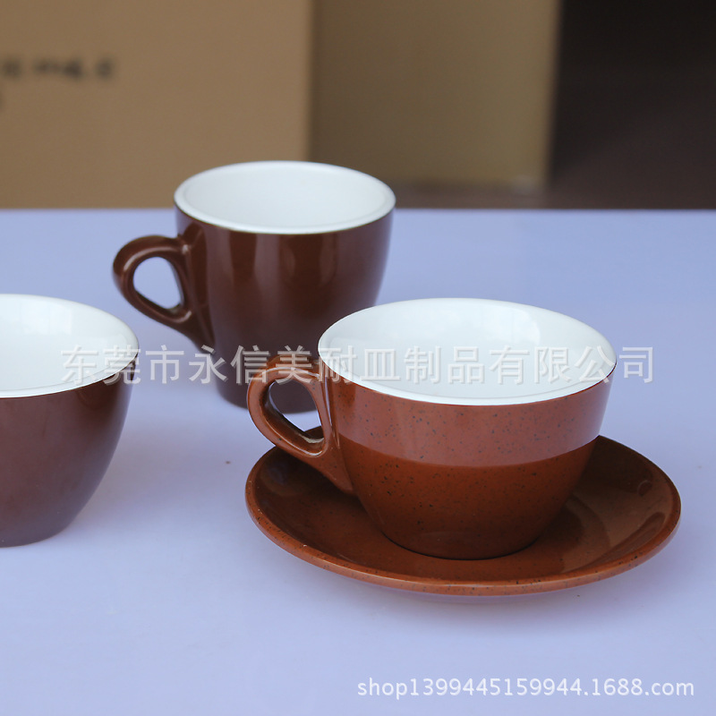 高檔美耐皿咖啡杯 加工定做 雙色密胺咖啡杯套裝 仿瓷杯批發・進口・工廠・代買・代購