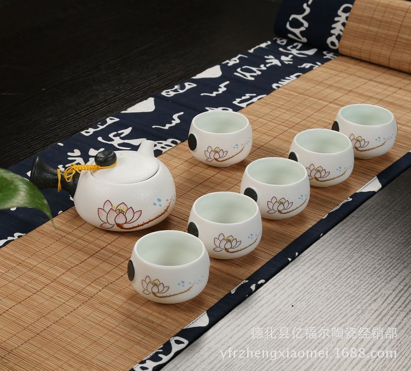 廠傢直銷玲瓏雪花釉套裝茶具 優質陶瓷功夫茶杯 禮品茶具可印LOGO批發・進口・工廠・代買・代購