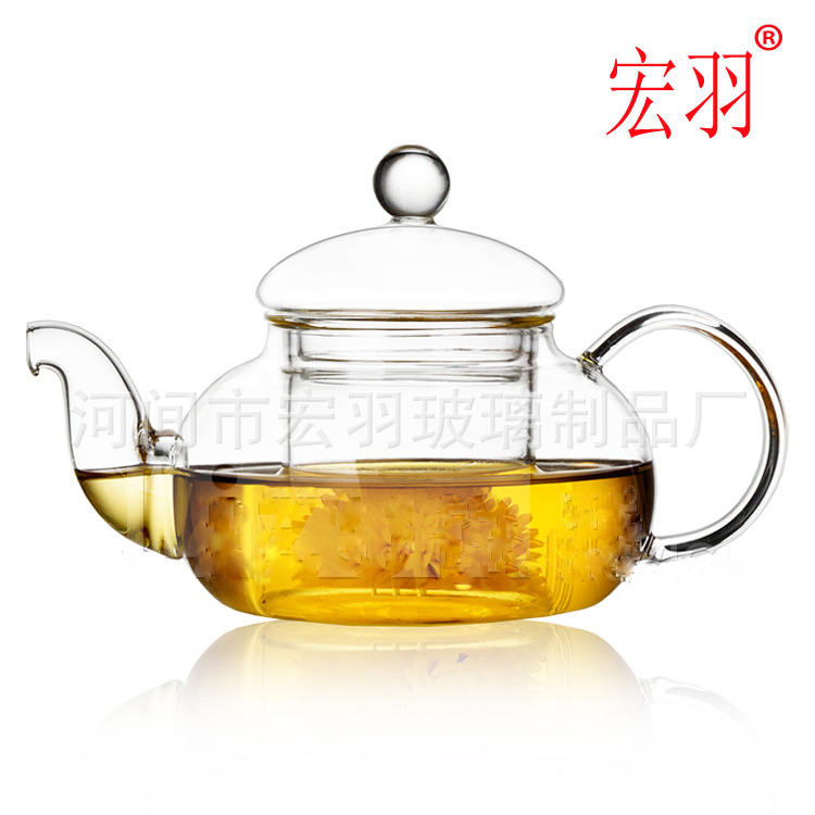 廠傢直銷耐熱玻璃茶具高硼矽玻璃花茶壺 功夫茶具 加厚款泡茶壺工廠,批發,進口,代購