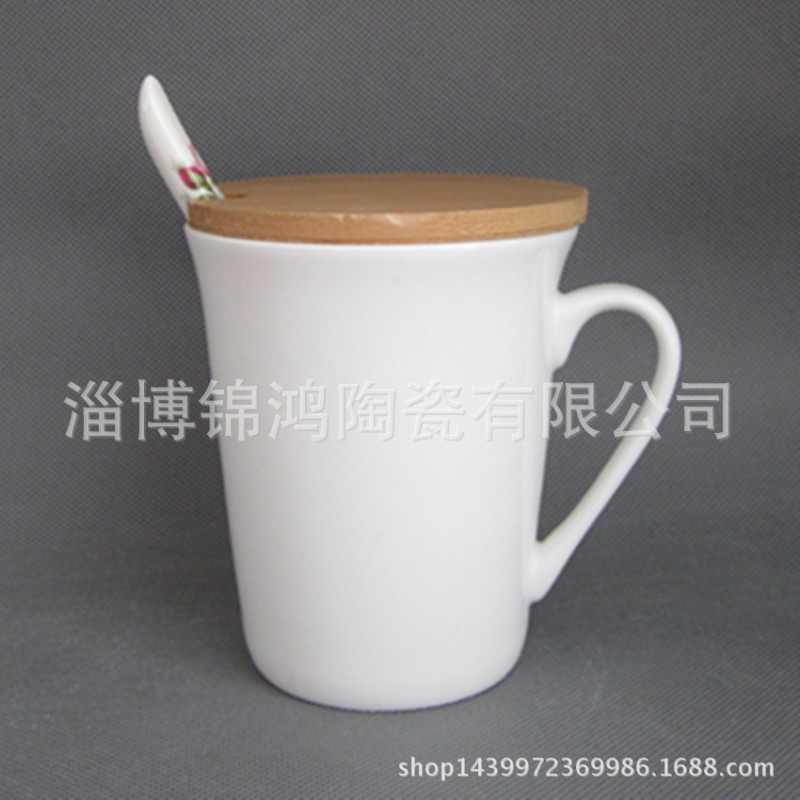 竹蓋骨瓷咖啡杯 陶瓷杯帶竹蓋勺子工廠,批發,進口,代購