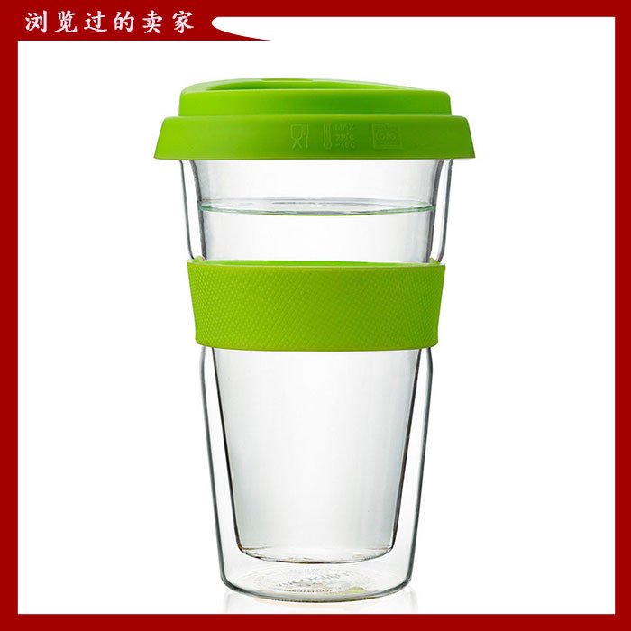 廠傢訂製咖啡杯透明耐熱玻璃雙層杯矽膠蓋出口創意牛奶茶杯百貨訂批發・進口・工廠・代買・代購
