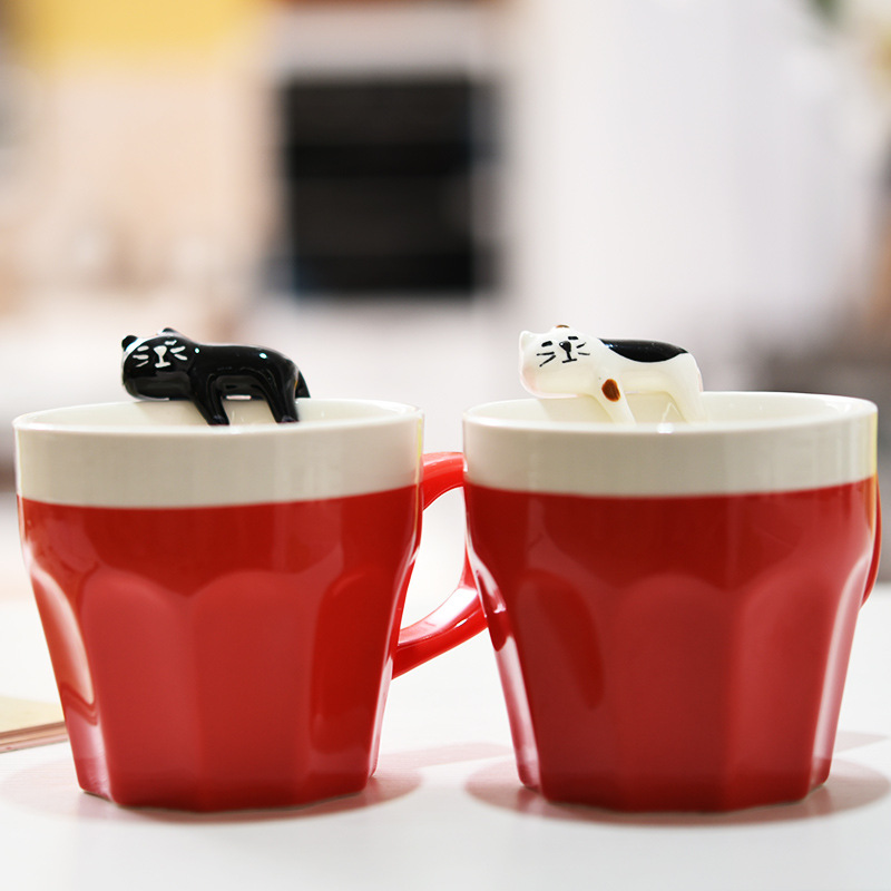 zakka時尚陶瓷貓咪對杯馬克杯結婚生日卡通水杯情侶杯子咖啡杯批發・進口・工廠・代買・代購