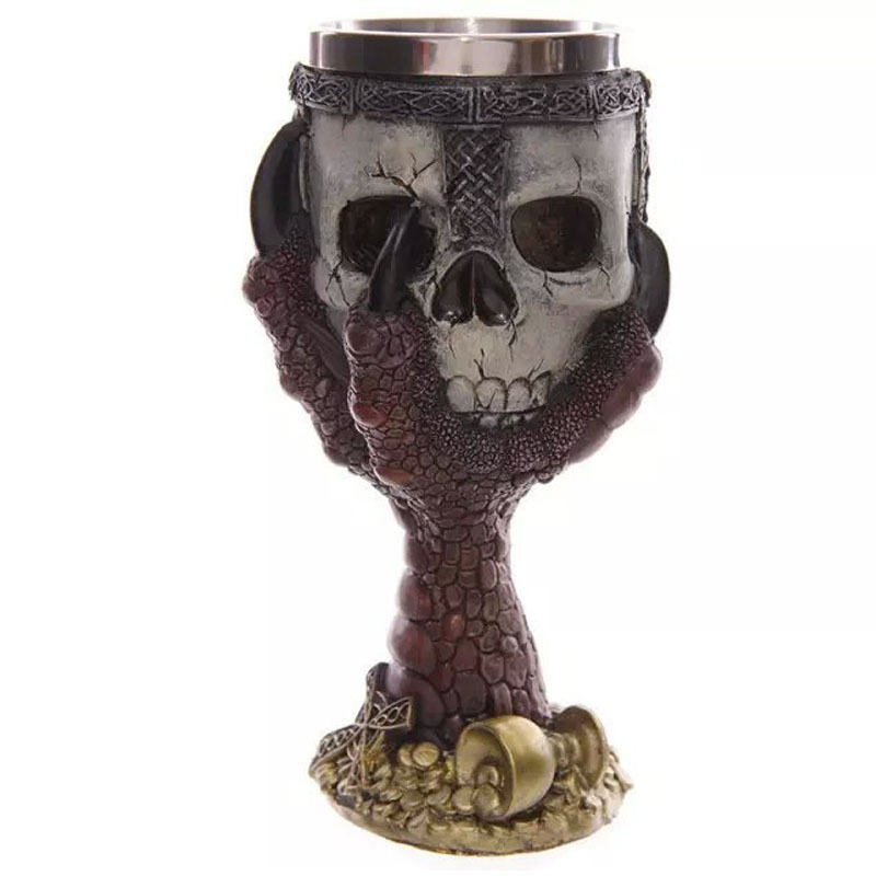 Skull goblet 樹脂骷髏頭不銹鋼酒杯 3D鷹爪骷髏杯 外貿原單工廠,批發,進口,代購