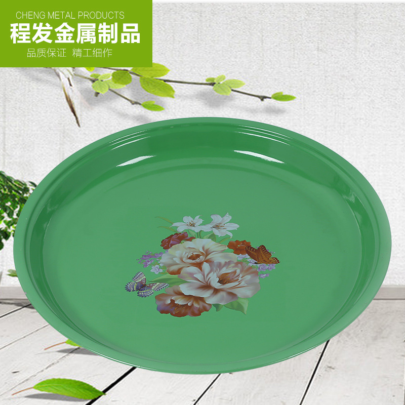 【廠傢直銷】婚慶用品 喜事托盤金屬茶盤圓形托盤水果 綠色茶盤批發・進口・工廠・代買・代購