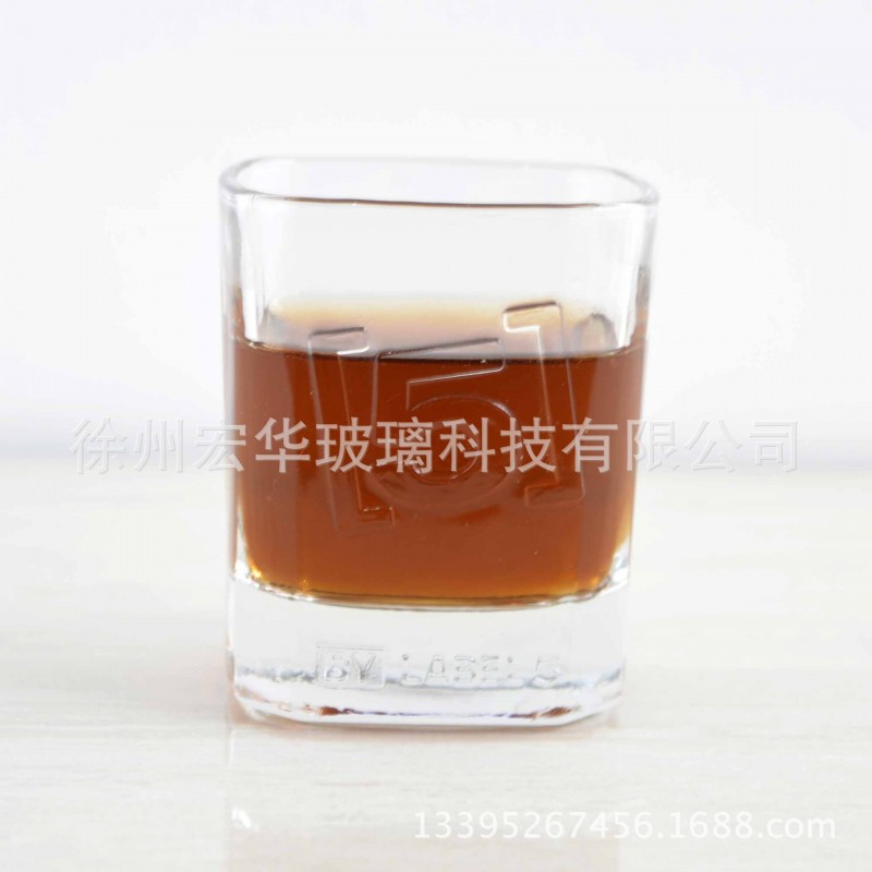 廠傢定製壓製玻璃口杯威士忌烈酒杯 ktv酒吧專用 高透明圓四方杯工廠,批發,進口,代購