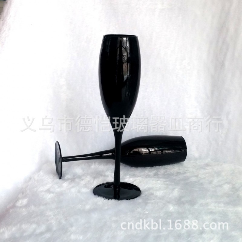 時尚黑色玻璃酒杯 裝飾玻璃杯 紅酒杯 香檳酒杯 玻璃高腳杯批發・進口・工廠・代買・代購