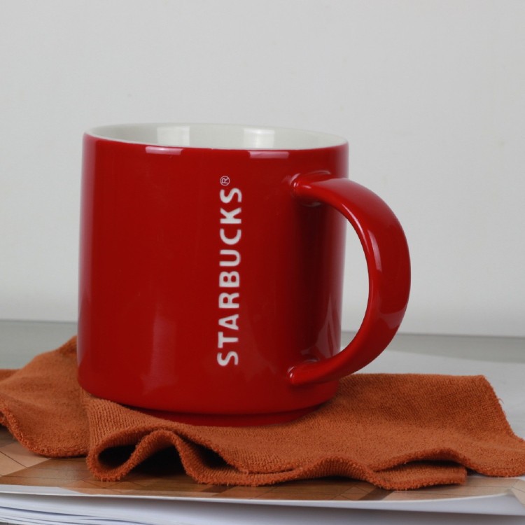 正品星巴克40周年紀念版杯子 雕刻陶瓷馬克杯啞光紅色咖啡疊疊杯批發・進口・工廠・代買・代購