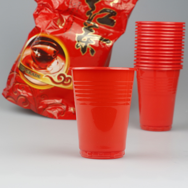廠傢直銷雙童高品質一次性紅色塑料杯 婚慶用品塑料杯50隻裝批發批發・進口・工廠・代買・代購