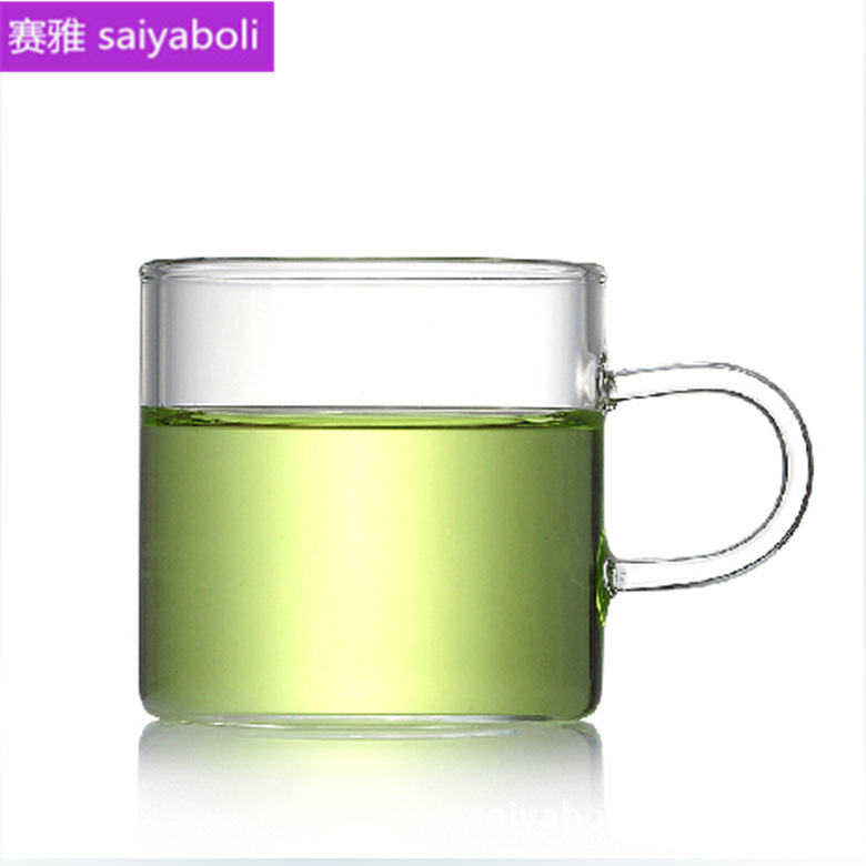 耐熱玻璃茶具品茗杯小玻璃茶杯 帶把小花茶杯 直筒玻璃杯批發・進口・工廠・代買・代購