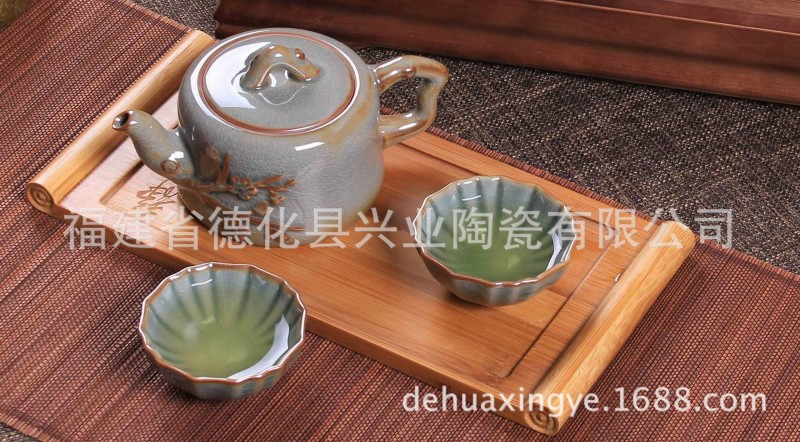 正品哥窯茶具一壺二兩杯快客杯帶茶盤茶具套裝辦公室茶杯壺直銷批發・進口・工廠・代買・代購