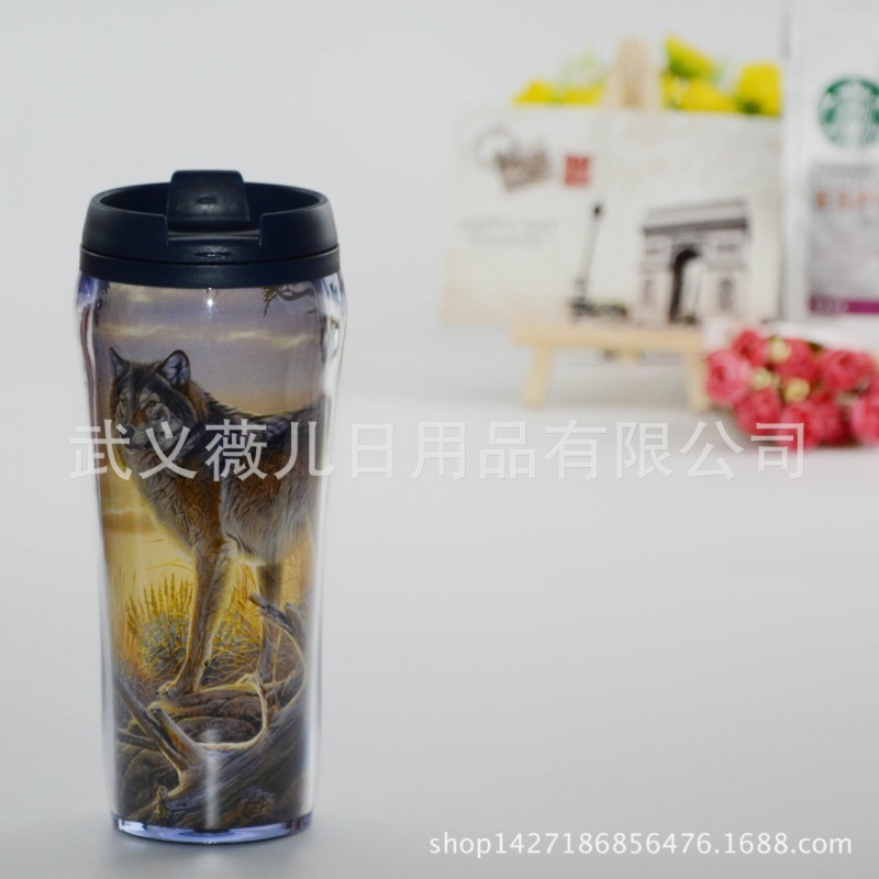 熱銷外貿最炫新款450ml塑料杯子便攜防漏汽車杯星巴克風格咖啡杯工廠,批發,進口,代購