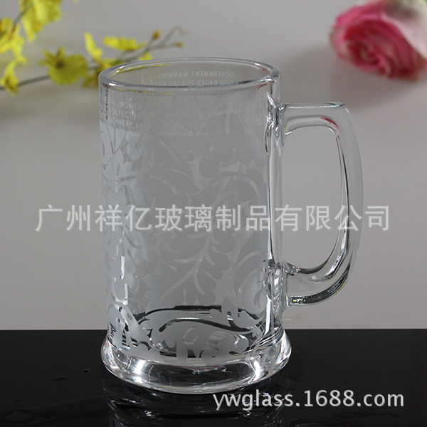 專業生產透明烤花logo玻璃手柄啤酒杯 水杯（歡迎來電咨詢）批發・進口・工廠・代買・代購