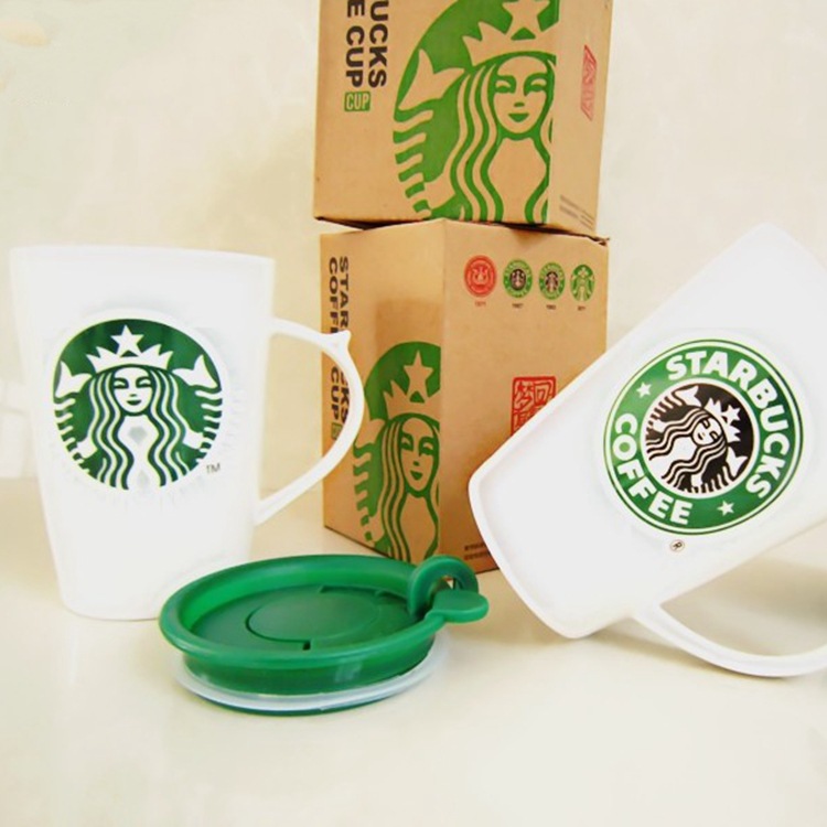 cyd014-7星巴克陶瓷杯 促銷禮品批發 創意杯子 咖啡杯 帶蓋2色入批發・進口・工廠・代買・代購