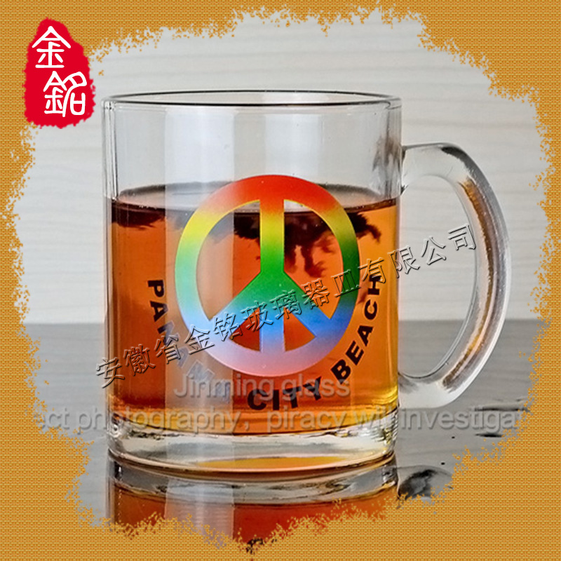 供應創意耐熱玻璃杯 茶咖啡牛奶水杯帶把杯子 印花把杯 可印logo工廠,批發,進口,代購