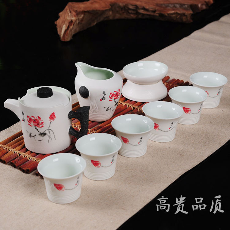 廠傢直銷高檔禮品功夫茶具特價10頭雪花釉茶具套裝廣告促銷定製批批發・進口・工廠・代買・代購