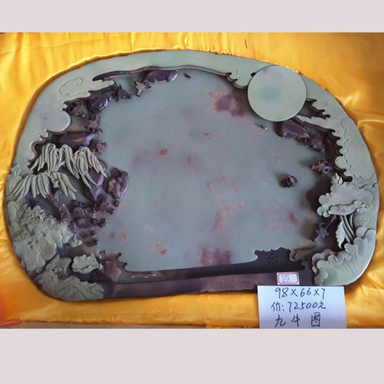 九牛圖石頭茶盤整塊天然大碼紫袍玉帶石茶盤藝術雕刻98*66*7批發・進口・工廠・代買・代購
