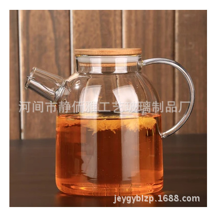 生產玻璃涼水壺  耐熱玻璃茶壺 竹蓋玻璃壺歐式簡約竹蓋壺茶壺批發・進口・工廠・代買・代購