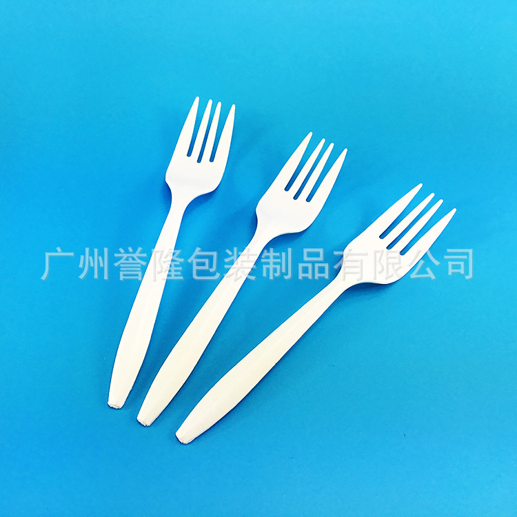 一次性白色塑料叉子15cm 可降解玉米淀粉餐具環保6寸叉工廠,批發,進口,代購