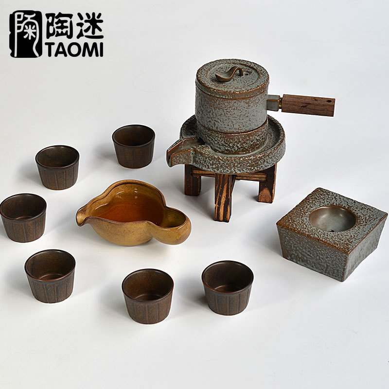 陶迷專利發明自動粗陶茶具套裝復古茶道接木手柄石磨茶具整套新品批發・進口・工廠・代買・代購
