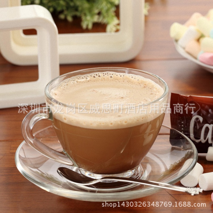 廠傢直銷 耐熱透明玻璃咖啡杯 花茶杯 創意甜品碟杯 奶茶杯 水杯工廠,批發,進口,代購