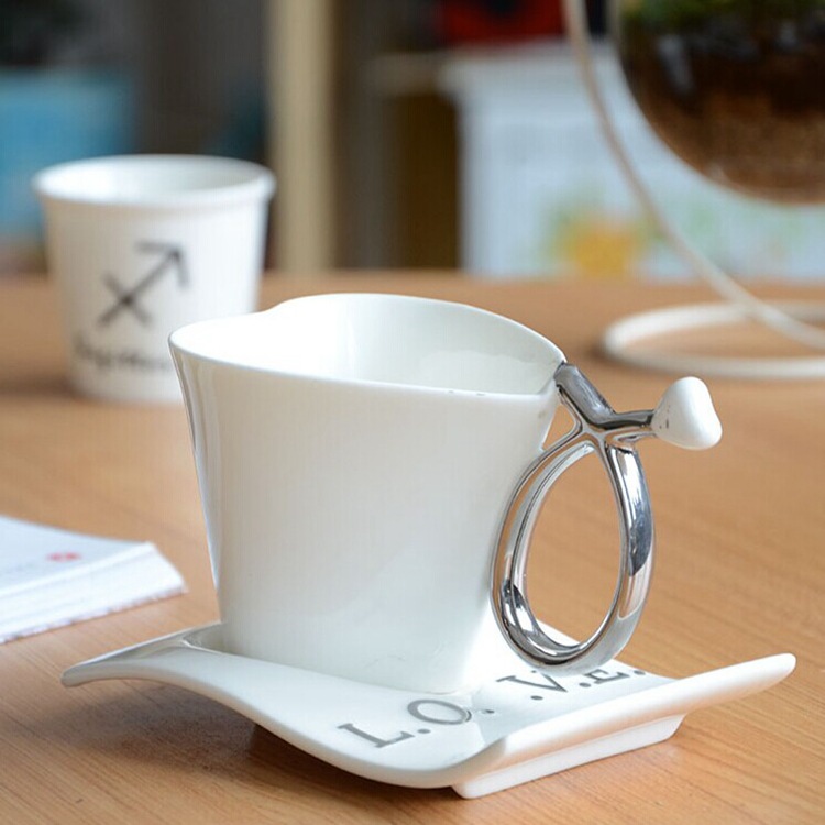 R501最新款高檔咖啡杯碟 LOVE白色情侶杯 陶瓷杯 韓國創意陶瓷批發・進口・工廠・代買・代購