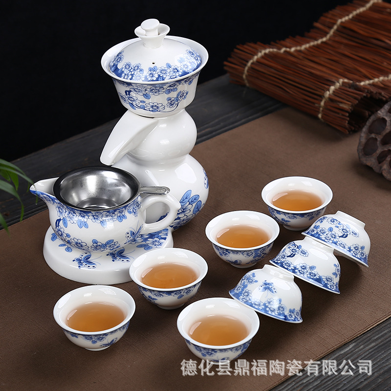 禮品功夫全自動青花高白玉瓷茶具套裝整套陶瓷茶具特價批發 直銷批發・進口・工廠・代買・代購