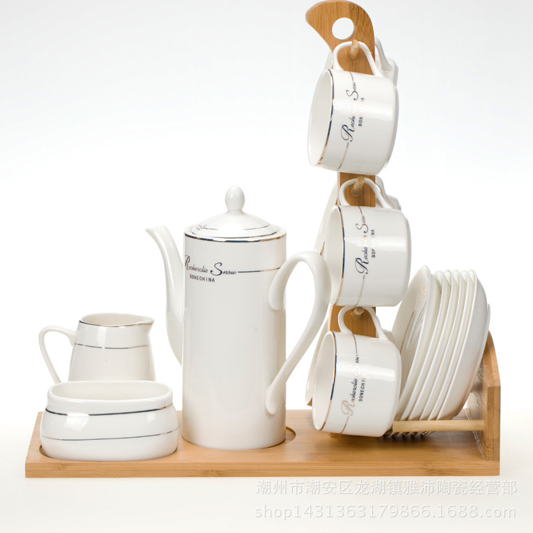 廠傢直銷歐式15頭咖啡杯碟套裝 陶瓷骨瓷咖啡具 可定製可印logo工廠,批發,進口,代購
