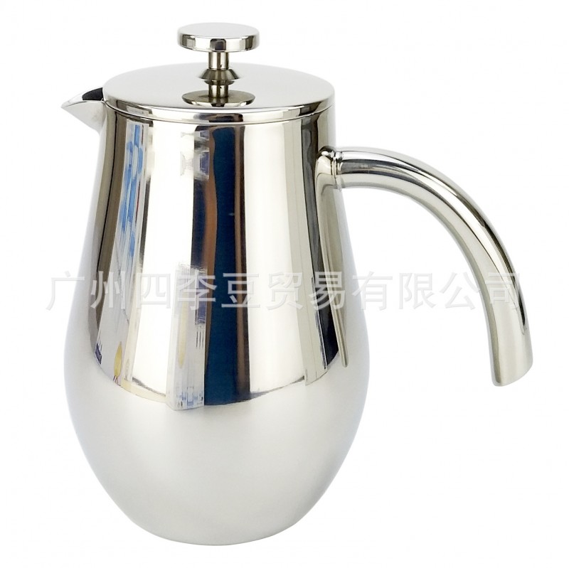 歐式咖啡壺304不銹鋼雙層保溫簡約容量1升法壓壺手沖濾壓壺沖茶壺工廠,批發,進口,代購