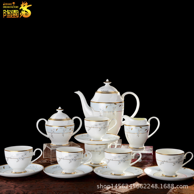 陶園夢歐式茶具唐山骨瓷咖啡壺咖啡杯具套裝英式下午茶廠傢直銷工廠,批發,進口,代購