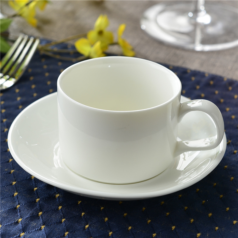 廠傢直銷 下午茶牛奶咖啡杯碟套裝 骨瓷純白陶瓷歐式定製印花logo工廠,批發,進口,代購