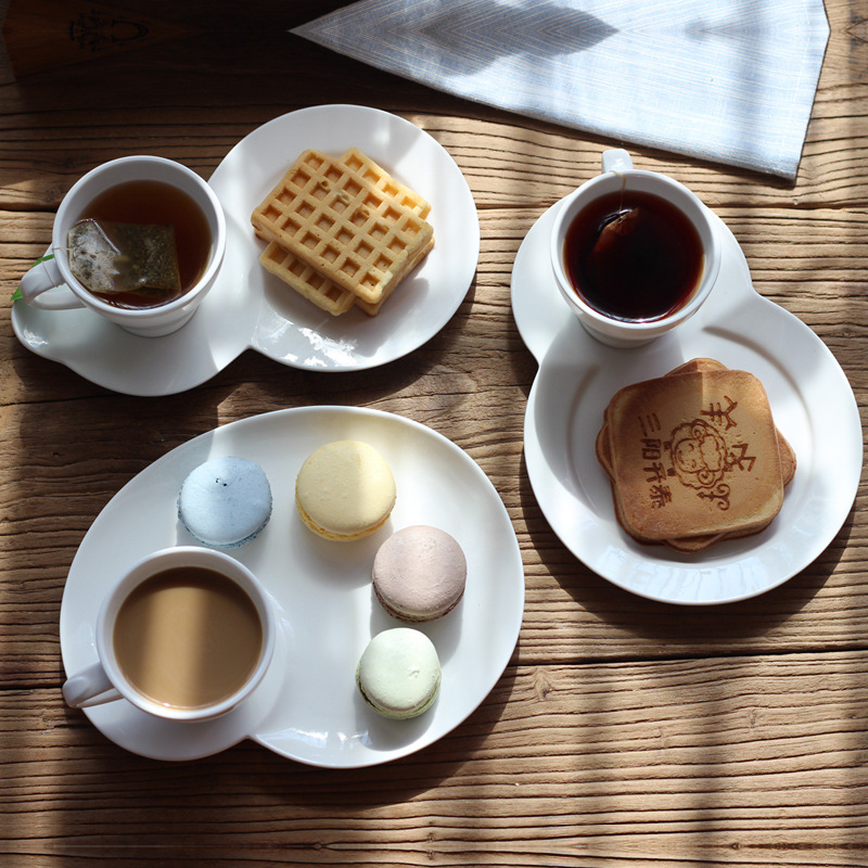 創意下午茶杯碟套裝 歐式陶瓷咖啡杯異形點心盤 咖啡館定製logo工廠,批發,進口,代購