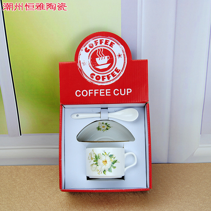 廠傢直銷 咖啡杯碟勺套裝 廣告促銷禮品定製LOGo 創意陶瓷咖啡杯工廠,批發,進口,代購