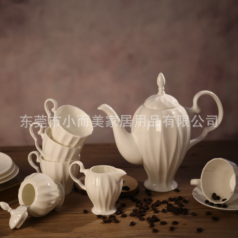 純白 骨質瓷 英式咖啡具下午茶杯浮雕工藝外貿品牌11頭紅茶批發・進口・工廠・代買・代購