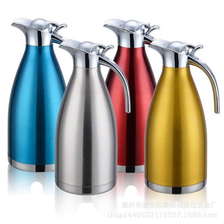 廠傢直銷彩色不銹鋼歐式真空保溫壺雙層 咖啡壺開水瓶 可印LOGO工廠,批發,進口,代購