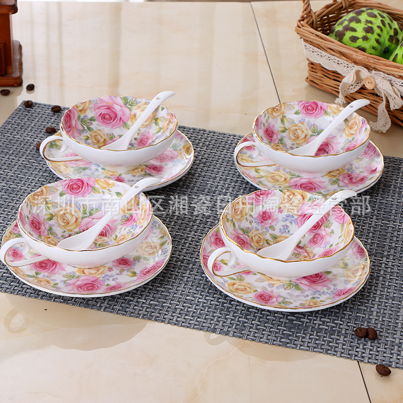 歐式茶杯陶瓷杯碟套裝禮盒裝茶具套裝咖啡杯套裝高檔禮品工廠,批發,進口,代購