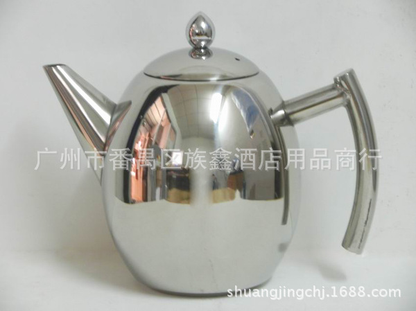 無磁不銹鋼茶壺 冷水壺 泡茶壺 橄欖形茶壺 可上電磁爐 1/1.5L批發・進口・工廠・代買・代購