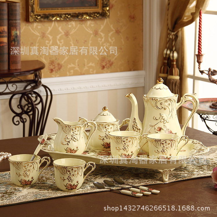 陶瓷咖啡具套裝高檔歐式茶具咖啡具英式下午茶花茶具套裝工廠,批發,進口,代購