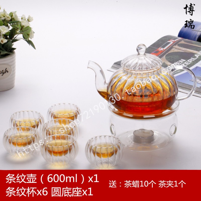 南瓜壺 條紋壺 水壺 透明玻璃茶壺過濾功夫耐熱紅茶普洱水果茶壺工廠,批發,進口,代購