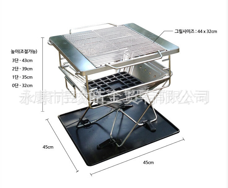 韓國折疊不銹鋼燒烤爐戶外便攜燒烤架戶外小號加厚木炭燒烤爐子工廠,批發,進口,代購